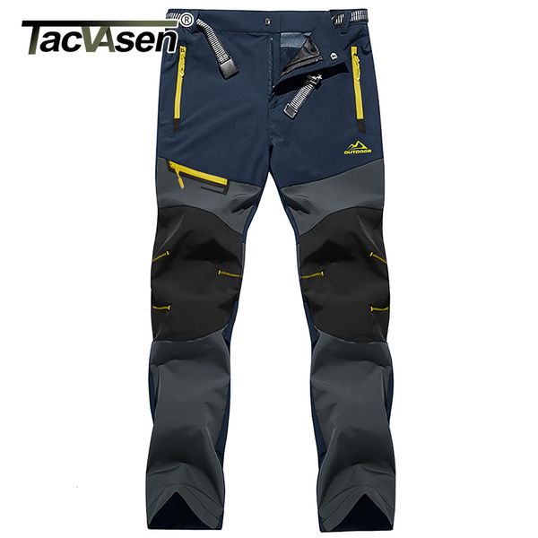 Calças masculinas Tacvasen 4 Temporada calça masculina respirável Pesca Campo de caminhada sem lã sem lã calças zíper de bolso calças casuais 230506