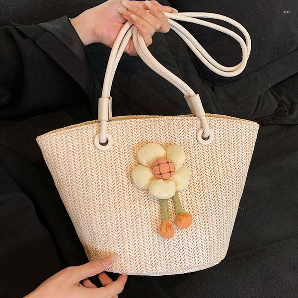 Abendtaschen 2023 Sommer Frauen Weben Stroh Seil Einkaufstasche In Reise Strand Handgemachte Dame Kleine Einfache Eimer Schulter Seite Handtaschen