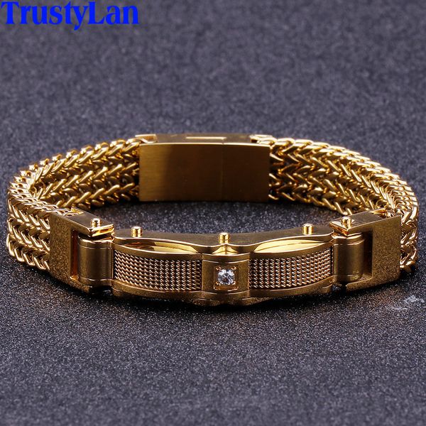 Catena di lusso placcato oro Bracciali da uomo Amici Bracciale uomo con chiusura a magnete Accessori per gioielli maschili in acciaio inossidabile 316L 230506