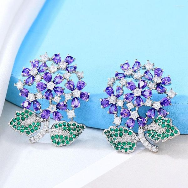 Orecchini a pennaglie Godki 32mm Flower Boom Earring for Women Wedding Party Dubai Bridal Jewelry Boucle D'Oreille Femme