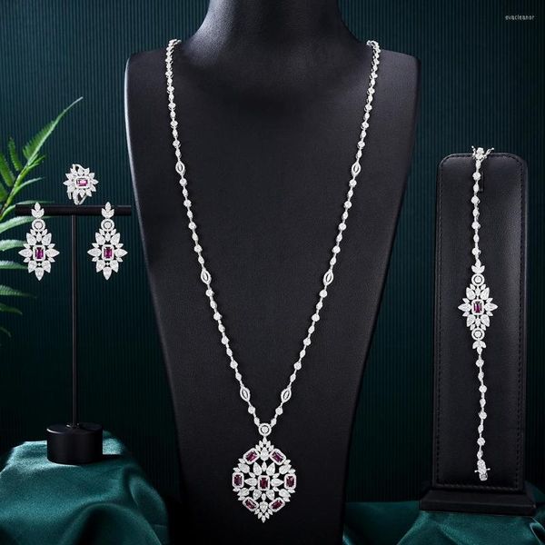 Collana Orecchini Set Soramoore Lungo Sexy Seno Bracciale Anello Gioielli Per Matrimonio Nuziale Lusso Super Dolce CZ Regalo Di Moda