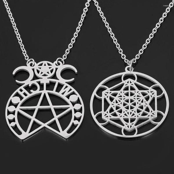 Anhänger Halsketten 2023 Mode Supernatural Pentagramm Edelstahl Halskette Frauen Silber Farbe Erklärung Schmuck Geschenke