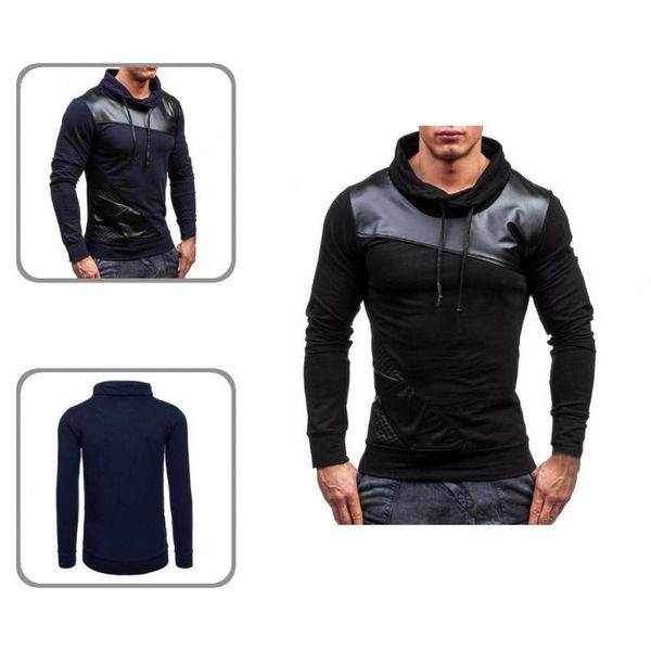 Suéteres masculinos Grande costura de colheita de retalhos da moda Fit Spring Spring Direth All Match Manga Longa para a Escola