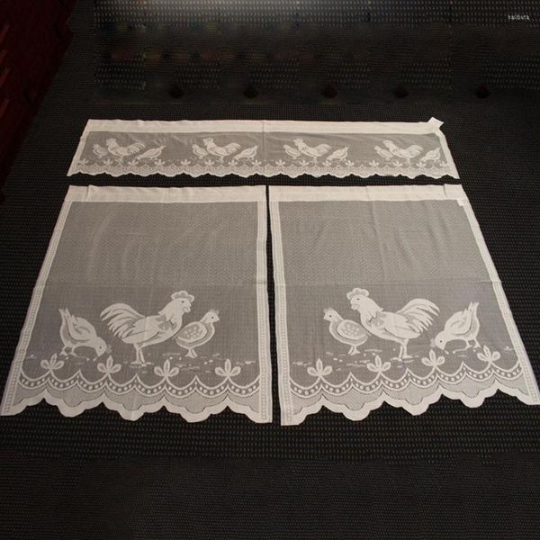 Vorhang Moderne Heimdekoration Fenstergitter Lichtfluss Mode Küche Solide Huhn Muster Vorhänge Gaze Valances Panel Lace