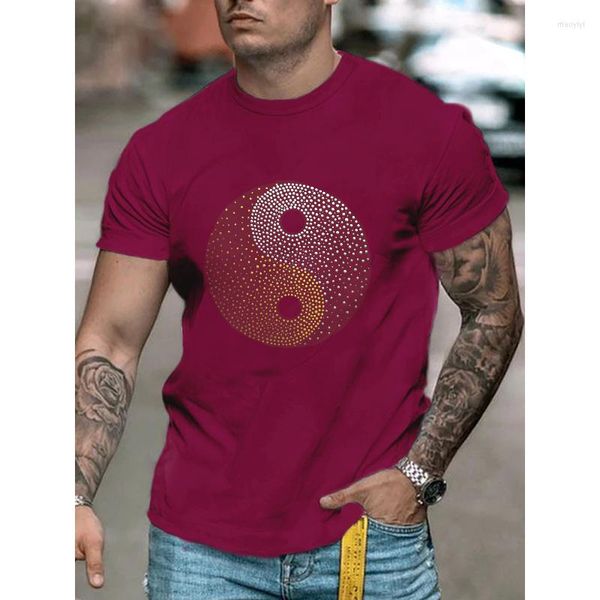 Camisetas masculinas de alta qualidade moda masculino tee de tamanho grande y2k designer de strass circular de manga curta de manga curta