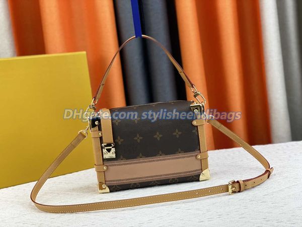 Borse Fashion SIDE TRUNK Borsa morbida Borsa classica a tracolla fiore marrone Borse a tracolla stile vintage Borsa firmata Borsa Petite Malle Borsa con cerniera M46358