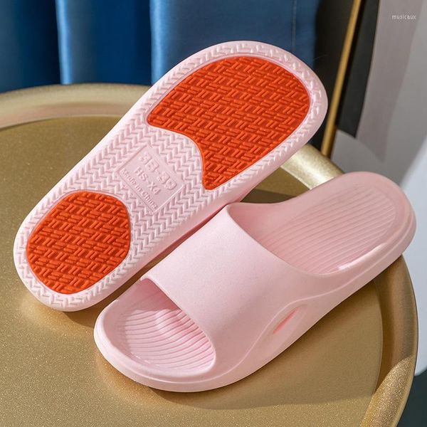 Slippers plataforma grossa banheiro caseiro gestante gestante masculina sola eva slides sandálias de verão de verão não deslizamento