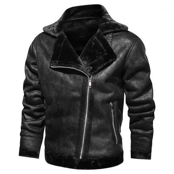 Jaquetas masculinas Faux Leather Jacket Mens Inverno quente espesso de motocicleta PU PU PU