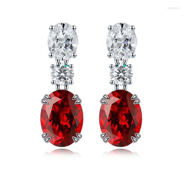 Orecchini pendenti Vintage Charm Drop Lab Creato Ruby Sapphire Beads Ciondolo in argento sterling 925 per le donne Regalo di Natale