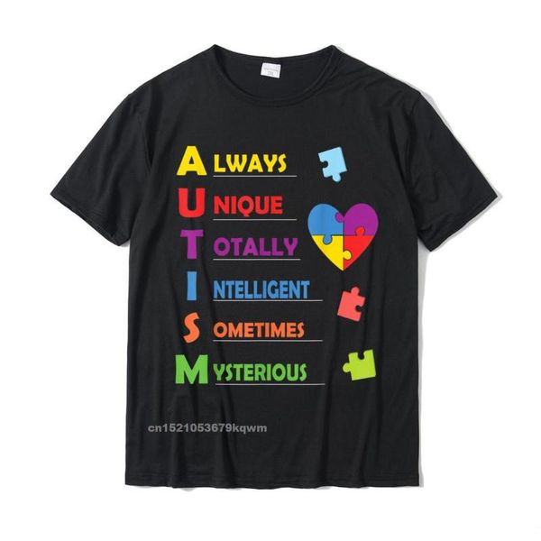 Herren-T-Shirts Autism Awareness Acronym And Puzzle Piece T-Shirt Cotton Shirt Printed On Coupons Party