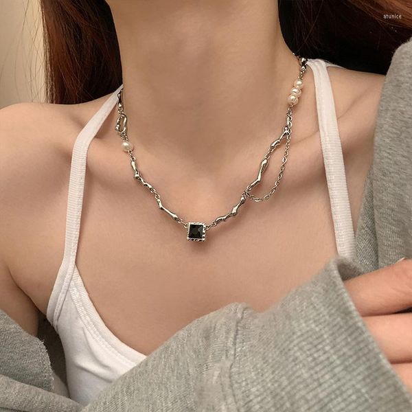 Подвесные ожерелья 2023 Пресноводный натуральный жемчужный ожерелье для женских девочек геометрические нерегулярные украшения