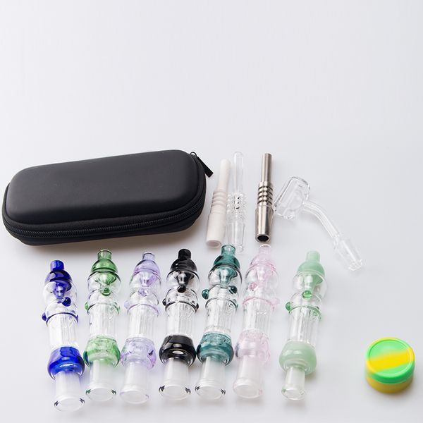 ChinaFairPrice CSYC NC015 Sigara Boru Cam Su Bong Torba Seti 10mm 14mm Seramik Kuvars Tırnak Klipsi Silikon Kavanoz Dabber Aracı Dökülme Koşullu Su Soğutmalı Bubbler Bongs