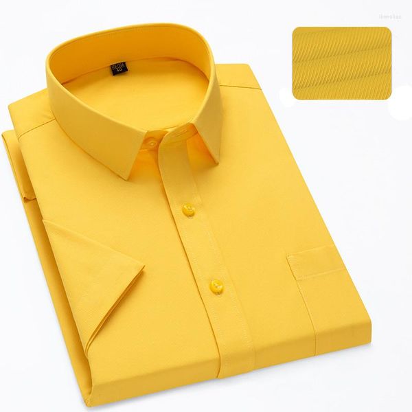 Camisas de vestido masculinas Moda de verão Moda de tamanho masculino Manga curta Male casual Social Solid Color Business formal diariamente preto branco