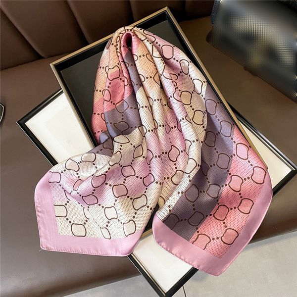 Bufanda cuadrada de 70 cm de diseñador de lujo con estampado de letras, bufanda de seda Floral, diadema para mujer, bufandas de Cachemira, chal, fazzoletto, caja para pañuelo