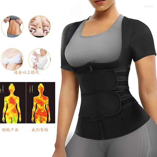 Damen Shapers Taillentrainer Korsett Weste T-Shirts Bauchkontrolle Neopren Body Shaper Fitnessgürtel Bauchformungsband Cinchers