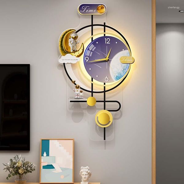 Orologi da parete Acrilico Design moderno Led Luce Lusso Elegante Orologio silenzioso Soggiorno Unico Grande Accessori per la casa Duvar Saati