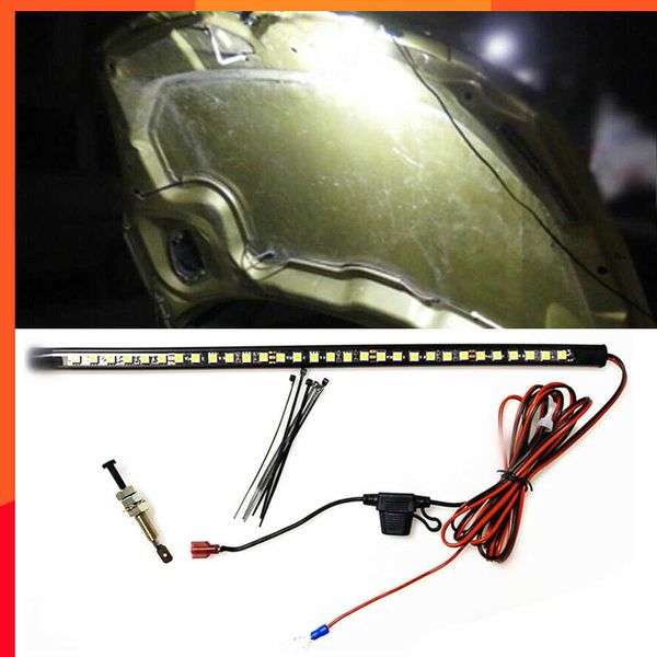 Kit luci LED bianche sotto il cofano con accensione/spegnimento automatico -Universale Adatto a qualsiasi veicolo Luci a LED per auto Interruttori automatici Legami Strisce LED