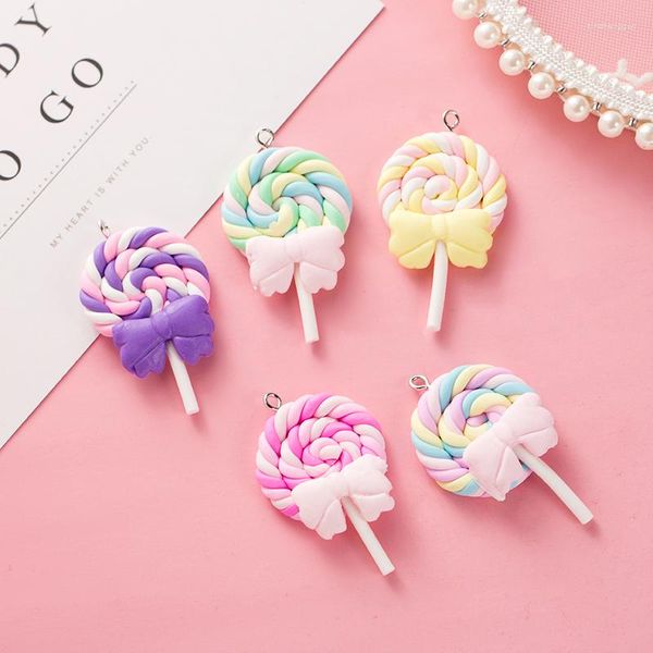 Charmos 10pcs Acessórios de Lollipop fofos para jóias que fabricam Keychain Diy Keyring pendente de acessório suave com charme de gancho