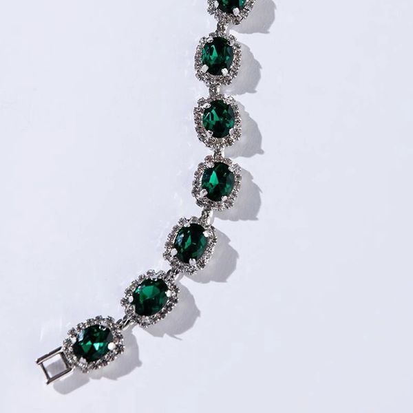 Pulseiras de casamento vendendo a quente pulseira verde Trendência da moda cheia de pulseira de diamante Acessórios transfronteiriços Bracelet