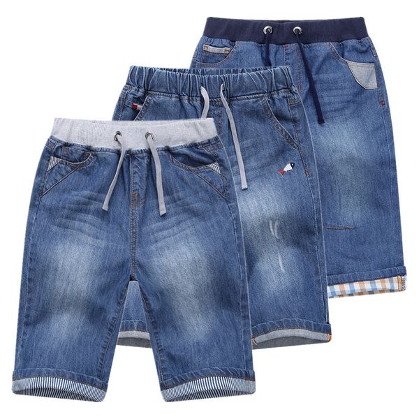 Pantaloncini Ragazzi Jean Summer Brand Design Stampa Ricamo Reticolo Bambini Denim Per Teen 2 14 Anni Usura DWQ101 230506