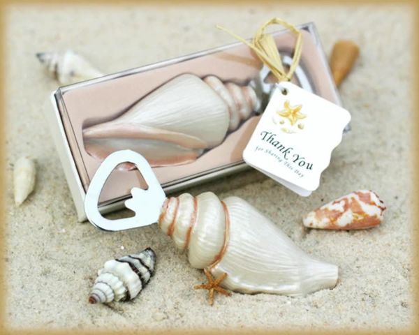 Muschelöffner Muschel Flaschenöffner Sand Sommer Strand Thema Dusche Hochzeitsgeschenke Geschenk in Geschenkbox dh97