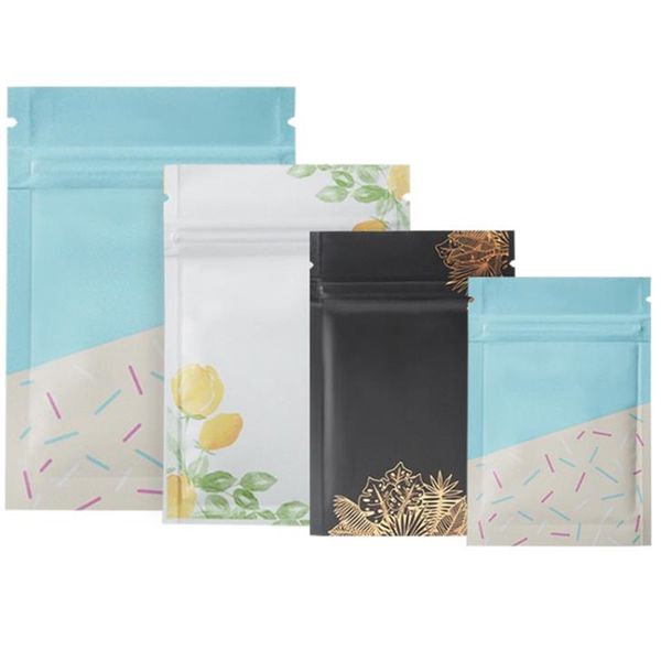 7x11cm mat/parlak zip plastik torba alüminyum folyo fermuar torbaları mini yeniden yeniden kaldırılabilir şeker çay depolama çantaları