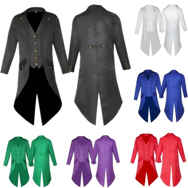 Abiti da uomo Blazer Giacca da uomo retrò frac Giacca gotica Steampunk Giacca lunga Cappotto vittoriano Redingote Cosplay Maschile Monopetto Rondine Uniforme 230506