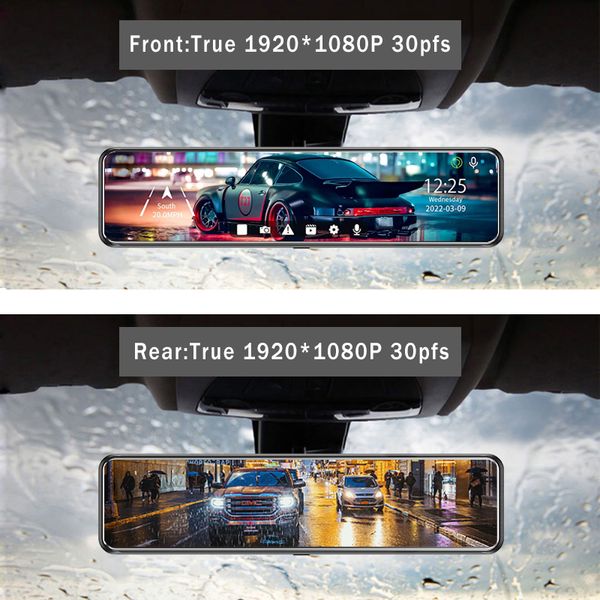 Auto dvr mirror dash cam camocamera a doppia lente della macchina per auto full hd 1080p registratore azionamento flusso di flusso retroviso