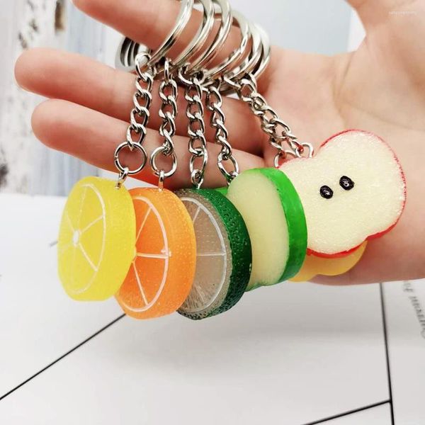 Schlüsselanhänger Zitrone Apple KeyChain Auto Anhänger Harz Zubehör Geschenk Großhandel Simulation Frucht Keycahin Kleiner Schmuck K2437