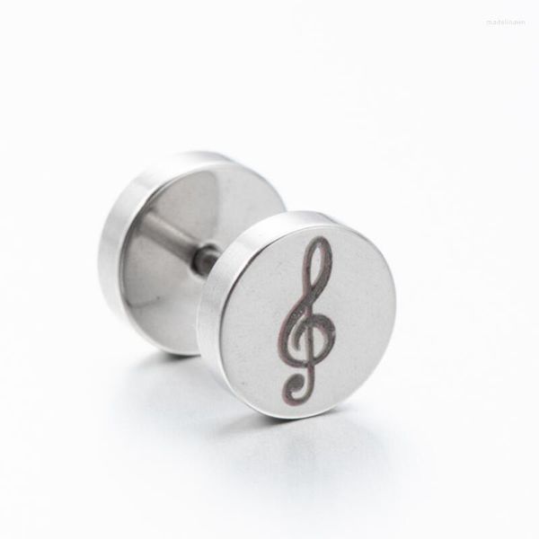 Orecchini a bottone Shuangshuo 1PC moda falsa spina in acciaio inossidabile nota musicale colore argento gioielli per feste per donne ragazza regalo