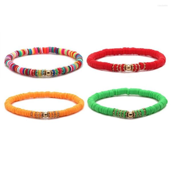 Странд 5-миллиметровый полимерный глиняный диск Heishi Bare Bead Bracelet Women Girl Multi-Clork Red Black Orange Blue White Jewelry