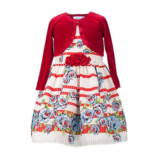 Mädchenkleider Mädchen Yatheen Baby und kleine Mädchen Floral Fit-and-Flare Dress Velet Cardigan Set Kids Party