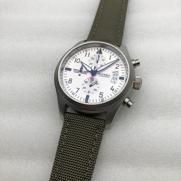 Damenuhren Top-Marke Grün Lederband Frau Big Size Silber Edelstahl VK Chronograph Quarzuhr Pilot Fashion Style AA13 230506