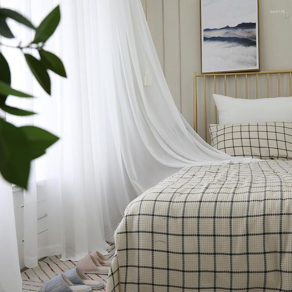 Tenda Tende in tulle di chiffon bianco per finestra per soggiorno Camera da letto moderna e trasparente Tende in voile solido Tende Decorazioni per la casa Pannello