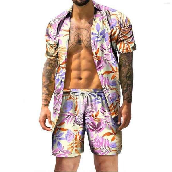 Herrenhemden Casual Anime Shirt Mode Sommer Retro Kurzarm Für Männer 2023 Hawaii Tropical Beach Button-up Shorts Set Camisa