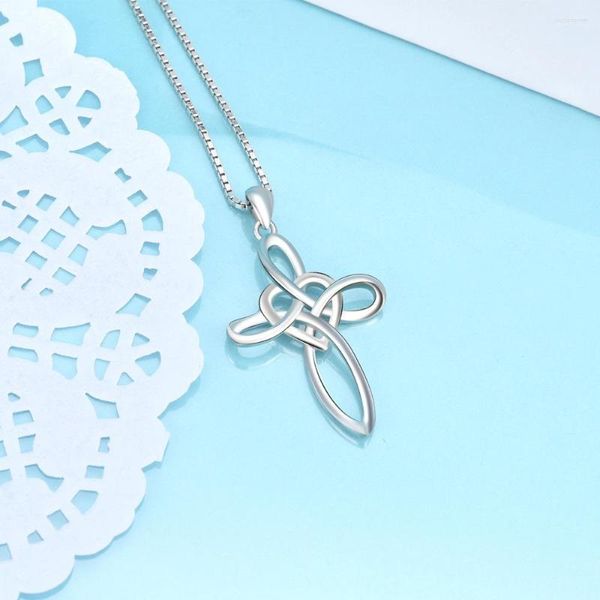 Anhänger Halsketten Mode Einfache Silber Farbe Wikinger Keltischer Knoten Kreuz Unendlichkeit Herz Liebe Halskette Schmuck Geschenke Für Männer Frauen