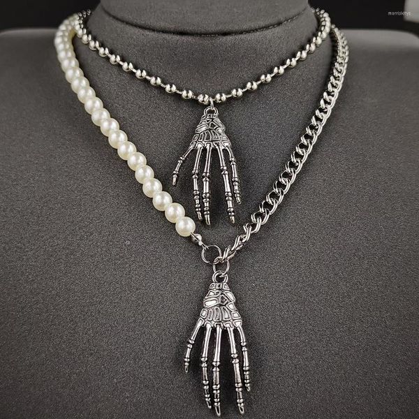 Colares pendentes 2023 Punk Pearl Halloween Ghost Garra Colar simulado para mulheres itens de presente da festa x7909