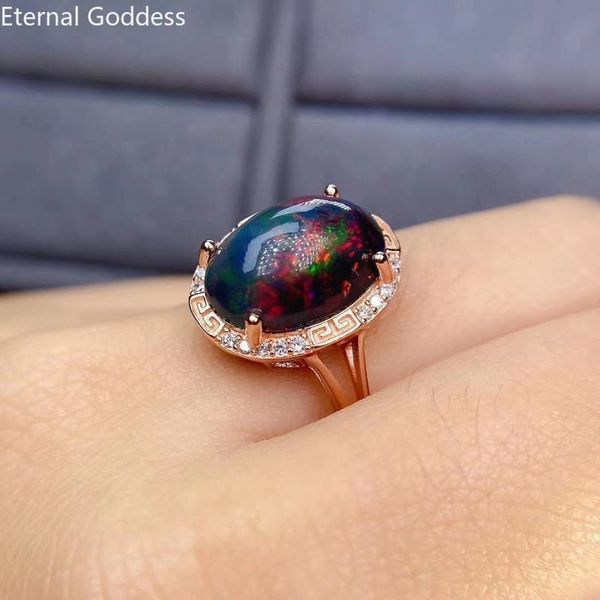 Anéis de casamento 925 Jóias de Opal de prata esterlina Real estilo simples de preto 6 5 pedras preciosas para mulheres 230506