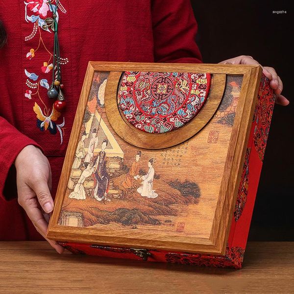 Confezioni regalo Scatole portaoggetti vintage in legno Pu'er Tea Caddy China Set Teaware Seal Decor Box