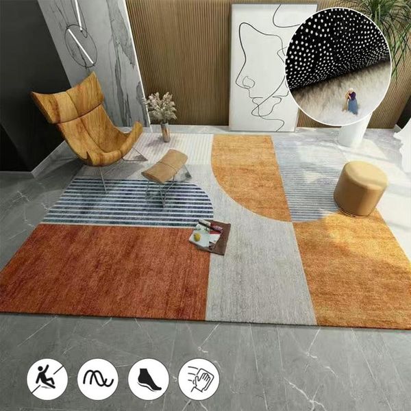 Tappeti Modern Light Luxury Orange Carpet Home Soft Lounge Tappeti Sporco Soggiorno Tappeto per grandi superfici Decorazioni per la camera da letto Tappetino per porta d'ingresso