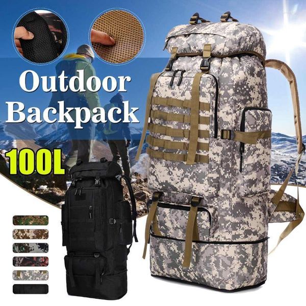 Outdoor-Taschen 100L Rucksäcke Oxford-Gewebe wasserdichter taktischer Rucksack Sport Camping Wandern Trekking Angeln Jagdtaschen1