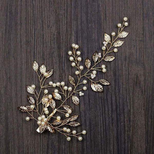 Клипы для волос Barrettes Vintage Golden Leaf Wedding Clip Clip Check Crystal Bridal Headsice Women Headrress Headrress