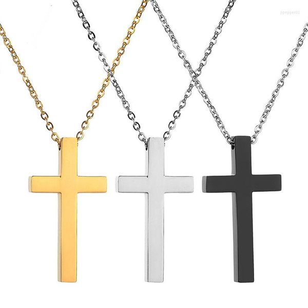 Anhänger Halsketten Einfache Glänzende Kreuz Halskette Edelstahl Für Frauen Und Männer Religiöser Schmuck Goldenes Accessoire