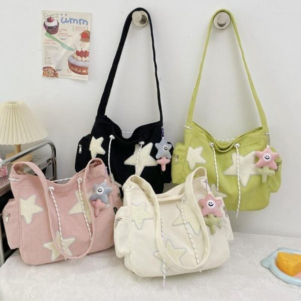 Bolsas de noite Mulheres Padrão de estrela Cordamento Crossbody Bag Casual Lady Lady Completa de Livro de Livro de Livros de Viagem de Viagem de Garota de Viagem de Grande Viagem