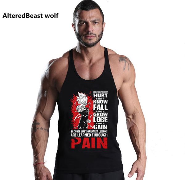 Canotte da uomo Vegeta Print Top Fitness Camicia senza maniche Bodybuilding Workout Vest 230506