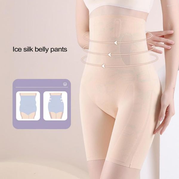 Intimo modellante da donna Seta di ghiaccio senza cuciture BuLifting Pantaloncini Mutandine Elastico Angolo piatto Vita alta Body Shaper Sicurezza Abbigliamento interno