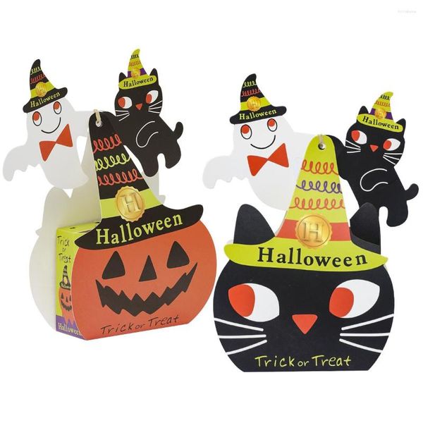 Embrulho de presente 5pcs Happy Halloween Candy Bag Sacos de biscoitos Biscoits Snack Paper embalagem com suprimentos de cartão 3D