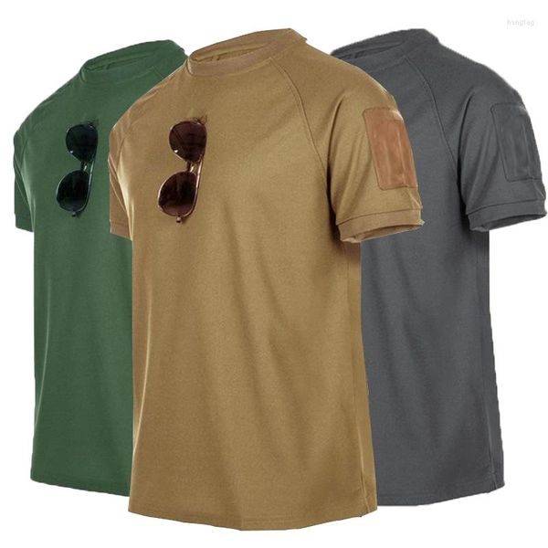 Мужские рубашки летние мужчины военная хлопковая футболка быстро сухую футболу