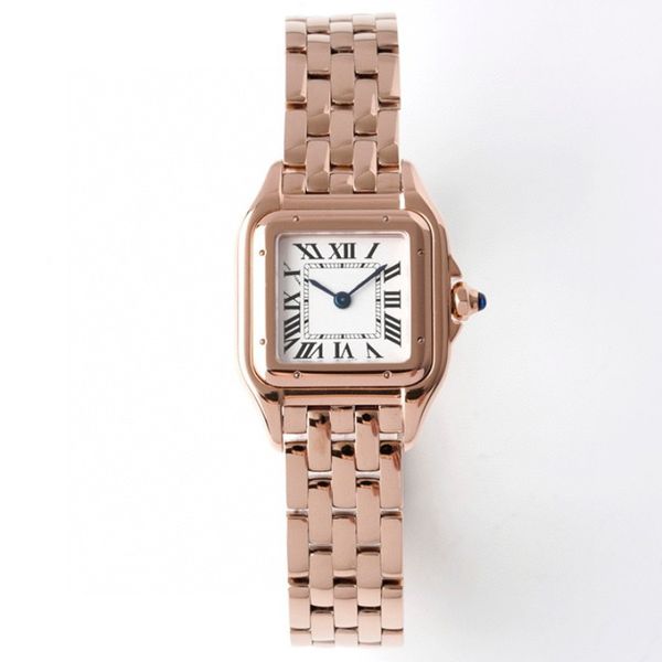 Дизайнерские часы женские часы квадрат AAA Высококачественный форма розового золота бриллиантовые часы 22 -миллиметровый Quartz Ultra Thin Thin Strap Roman Scale Watch Temprament Literary Women's Watch
