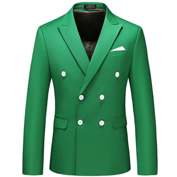 Мужские костюмы Blazers Plus Size 6xl-M Mens Mens Double Breader Blazer Classic Solid Slim Fit Jacket Формальная офисная бизнес Свадебные блейзеры 230506